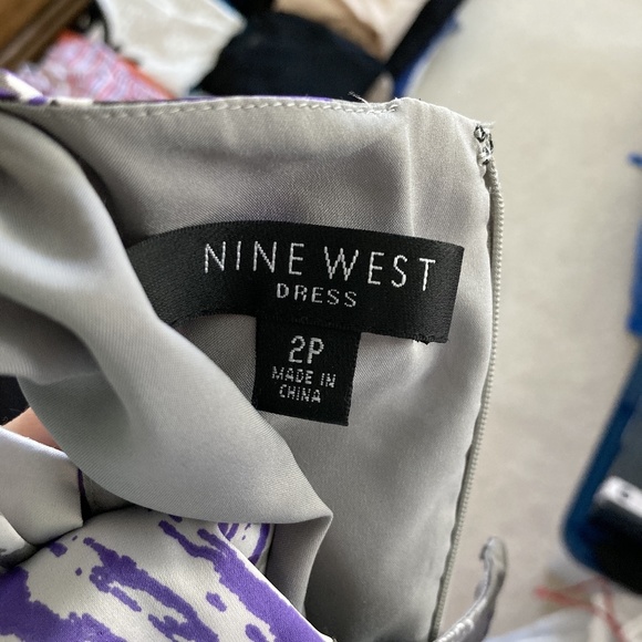 nine west womens 2p purple grey sheath dress belte - Picture 3 of 4